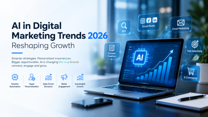 AI in Digital Marketing Trends 2026 AI in digital marketing trends 2026, featuring AI-powered analytics, SEO, social media, content creation and digital advertising.